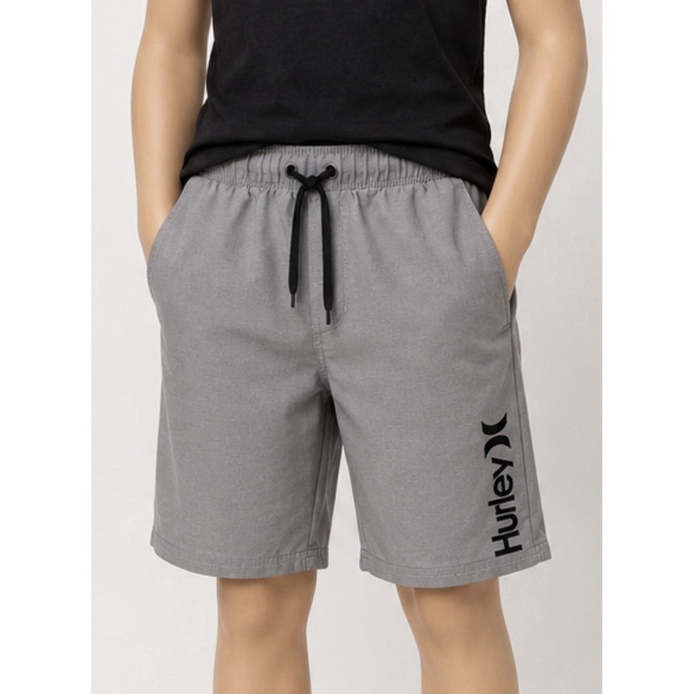 HURLEY Boys Swim Board Shorts Size 14/16 Gray Black Drawstring